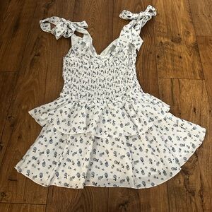 Floral Smocked Dress with Ruffle Hem